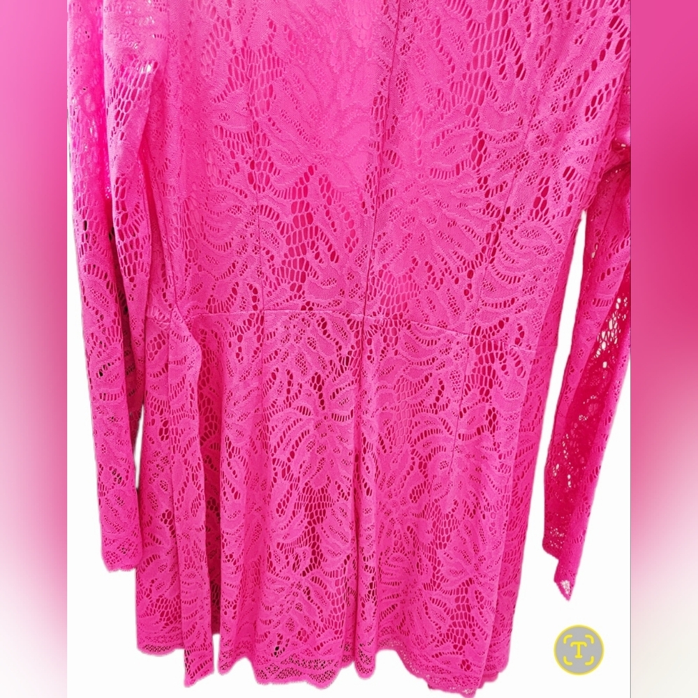 Lilly PULITZER Vibrant Pink Lace Wrap ROMPER - Picture 15 of 15